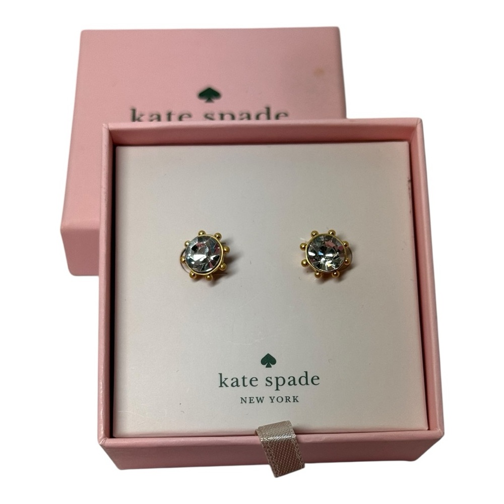 Kate Spade New York Flying Colors Gold-Tone Crystal Stud Earrings &  Gift Box